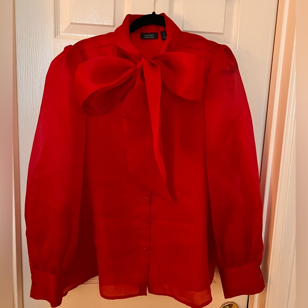 Halogen Red Bow Blouse